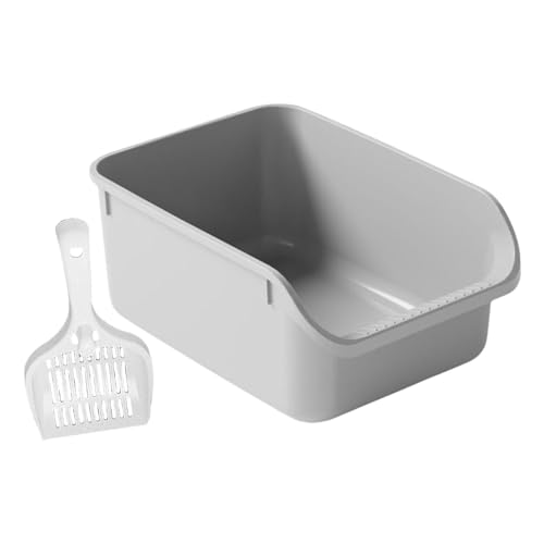 kowaku Antihaftbeschichtete Katzentoilette, Katzentoilette mit offenem Deckel, Bettpfanne mit hohen Seitenwänden, tragbare Katzentoilette mit Deckel für, GRAU kowaku Antihaftbeschichtete Katzentoilette, Katzentoilette mit offenem Deckel, Bettpfanne mit hohen Seitenwänden, tragbare Katzentoilette mit Deckel für, GRAU von kowaku