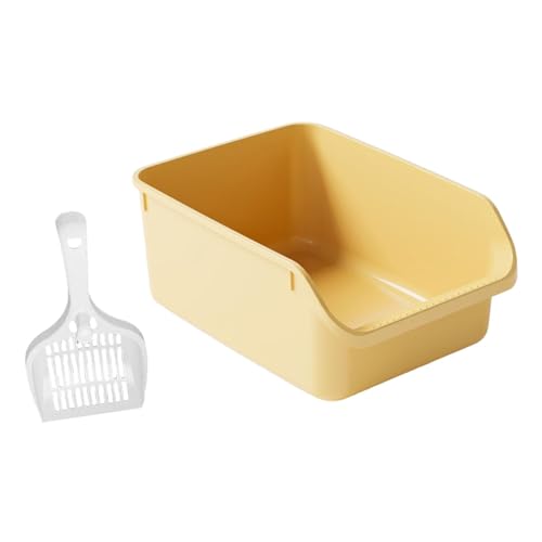 kowaku Antihaftbeschichtete Katzentoilette, Katzentoilette mit offenem Deckel, Bettpfanne mit hohen Seitenwänden, tragbare Katzentoilette mit Deckel für, Gelb kowaku Antihaftbeschichtete Katzentoilette, Katzentoilette mit offenem Deckel, Bettpfanne mit hohen Seitenwänden, tragbare Katzentoilette mit Deckel für, Gelb von kowaku