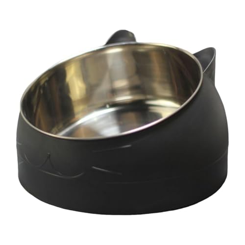 kowaku Erhöhter Katzennapf, Hundenapf, rutschfest, leicht, vielseitig einsetzbar, stilvoll, für Futter, Wasser, auslaufsicher, Hundenapf aus Edelstahl, Schwarz von kowaku