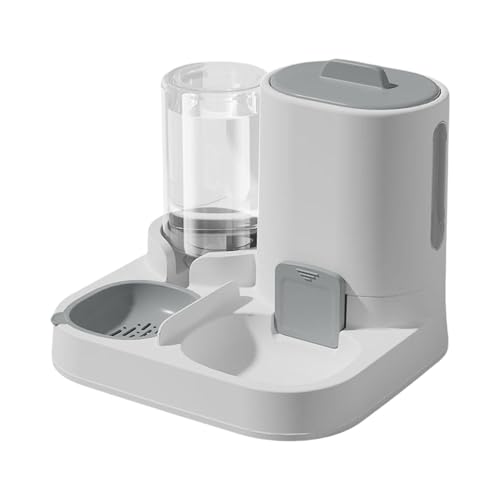 kowaku Futterautomat Und Wasserspender Als 2 in 1 Futterstation mit Futternapf Und Großer Kapazität für Trockenfutter für Kleine Hunde Und Katzen, Grau von kowaku