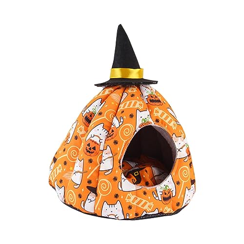 kowaku Halloween-Kürbis-Nest, Nesthaus, weiches, Schlafhütte, Haustierbedarf, warmes Bett, Höhlenzelt für kleine Haustiere, Vögel, Igel, Halloween, l von kowaku