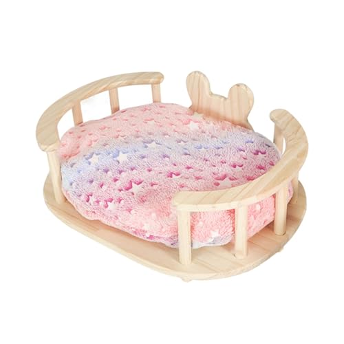 kowaku Hasenbett aus Holz mit Kissen, Abnehmbarer Schlafplatz für Kleintiere für Hamster, Oval von kowaku