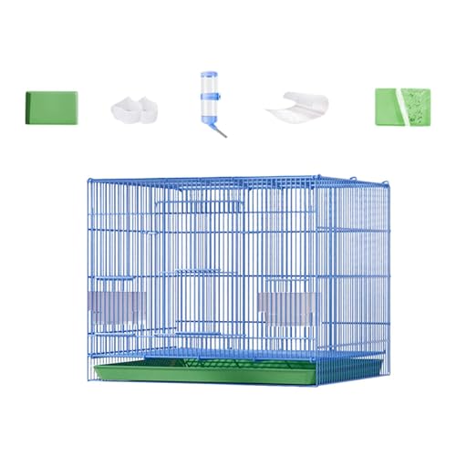 kowaku Hasenkäfig-Netzvilla mit herausziehbaren Tabletts, leicht zu reinigender Innen-Hasenstall, Meerschweinchenkäfig für Kaninchen, Frettchen, Chinchillas, blau B von kowaku