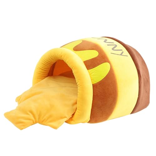 kowaku Haustier-/Katzenbett, Höhle, Hundehütte, hübsch, halb geschlossen, Winter, warm, waschbar, bequem, rutschfeste Unterseite, Honigtopf kowaku Haustier-/Katzenbett, Höhle, Hundehütte, hübsch, halb geschlossen, Winter, warm, waschbar, bequem, rutschfeste Unterseite, Honigtopf von kowaku