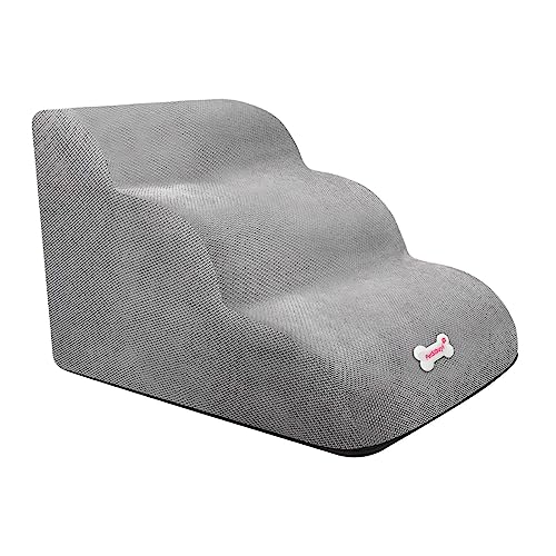 kowaku Haustier-Hundetreppe, Hundeleiter, 3 Stufen, Hunderampe, abnehmbar, weich, tragbar, für ältere Katzen, Haustier-Stufen, Haustier-Katzentreppe für, GRAU kowaku Haustier-Hundetreppe, Hundeleiter, 3 Stufen, Hunderampe, abnehmbar, weich, tragbar, für ältere Katzen, Haustier-Stufen, Haustier-Katzentreppe für, GRAU von kowaku