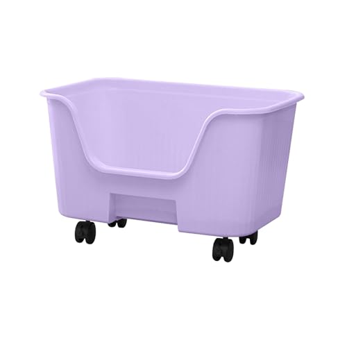 kowaku Haustiertoiletten mit hohen Seiten, großes Katzentoilettenbecken, halbgeschlossene Haustiertoilette für Hauskatzen, Hamster, Kätzchen, Violett mit Rad kowaku Haustiertoiletten mit hohen Seiten, großes Katzentoilettenbecken, halbgeschlossene Haustiertoilette für Hauskatzen, Hamster, Kätzchen, Violett mit Rad von kowaku