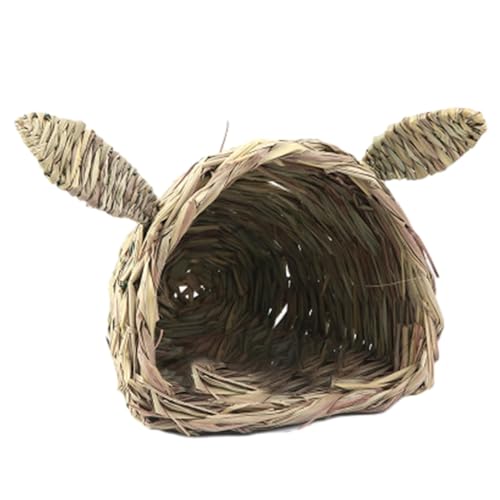 kowaku Kaninchengrasbett, Kaninchenstrohnest, aus Stroh gewebter Hasengrastunnel, verstecktes Hüttenspielzeug für Hamster-Kleintiere Chinchilla, von kowaku