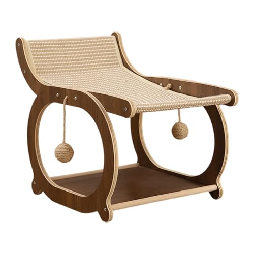 kowaku Katzen-Sisal-Loungesessel, Holzliege, Kratzbaum, erhöhtes Katzenbett für den Hasengarten, Braun kowaku Katzen-Sisal-Loungesessel, Holzliege, Kratzbaum, erhöhtes Katzenbett für den Hasengarten, Braun von kowaku
