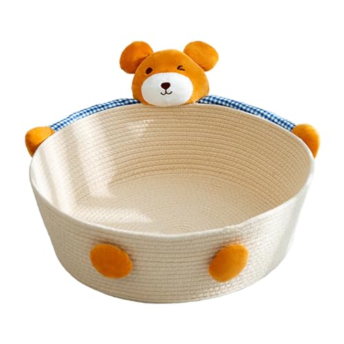 kowaku Katzenbett aus Baumwollseil, Hundebett, Katzennest, gewebter Korb für Katzen, Welpen, Kätzchen im Innenbereich, Bär M kowaku Katzenbett aus Baumwollseil, Hundebett, Katzennest, gewebter Korb für Katzen, Welpen, Kätzchen im Innenbereich, Bär M von kowaku
