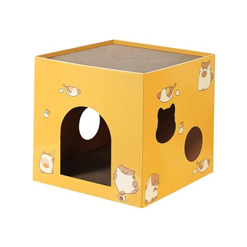 kowaku Katzenhaus aus Pappe, Katzenhaus-Kratzbrett, Katzenbox, Katzenbett, Wellpappe-Kratzbox für Katzen und Kaninchen im Innenbereich, Gelb L kowaku Katzenhaus aus Pappe, Katzenhaus-Kratzbrett, Katzenbox, Katzenbett, Wellpappe-Kratzbox für Katzen und Kaninchen im Innenbereich, Gelb L von kowaku