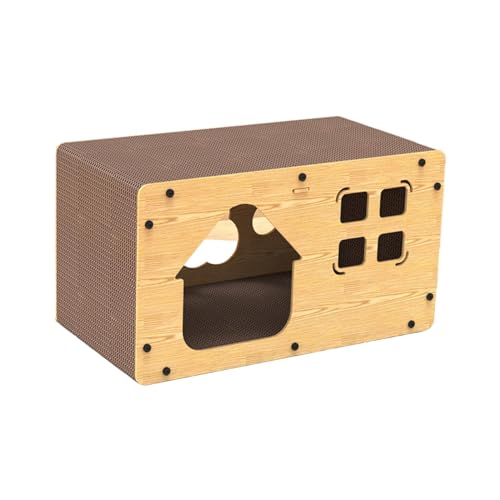 kowaku Katzenhaus für den Innenbereich, Wellpapier, Katzenkratzer, Ruhenest, langlebig, 2-in-1-Katzenkratzhaus, Katzenkratzkarton kowaku Katzenhaus für den Innenbereich, Wellpapier, Katzenkratzer, Ruhenest, langlebig, 2-in-1-Katzenkratzhaus, Katzenkratzkarton von kowaku