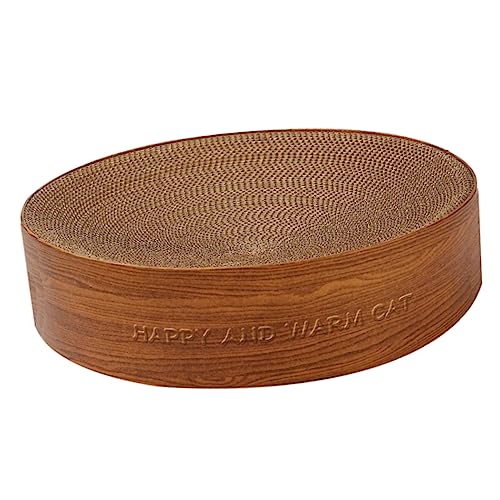 kowaku Katzenkratzbrett, Pappbett, Katzenkratzbrett, Schleifkrallen, Möbelschutz, rundes Katzenkratzpad, Nest, Lounge, Katzenbetten für Hauskatzen, BRAUN von kowaku