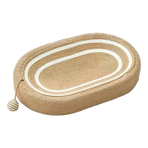 kowaku Katzenkratzer, Katzenkratzpad, Sisal, Möbelschutz, Haustierbedarf, Ruhe mit Ball, Bett, Sofa, Schleifklaue, ovale Schüssel, Katzenkratzbrett , Weiß gestreift, von kowaku