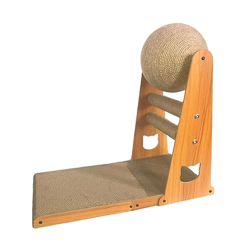 kowaku Katzenkratzspielzeug, Sisal-Kratzball, Übungs-Haustierspielzeug, Holzrahmen, interaktives Haustierspielzeug zum Spielen Kleiner, mittelgroßer und, 50x25x47cm mit Pfosten von kowaku