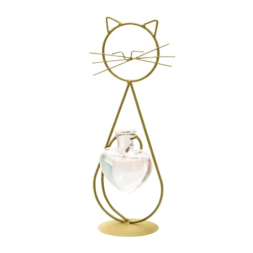 kowaku Katzenpflanzen-Terrariumvase, Metallständer, Tischdekoration, Pflanzenvermehrungsstation für Regal, Nachttisch, Wohnzimmer, Golden kowaku Katzenpflanzen-Terrariumvase, Metallständer, Tischdekoration, Pflanzenvermehrungsstation für Regal, Nachttisch, Wohnzimmer, Golden von kowaku