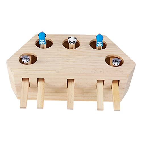 kowaku Katzenspielzeug Holzkiste Puzzle Spielzeug Mäuse 5 Löcher von kowaku