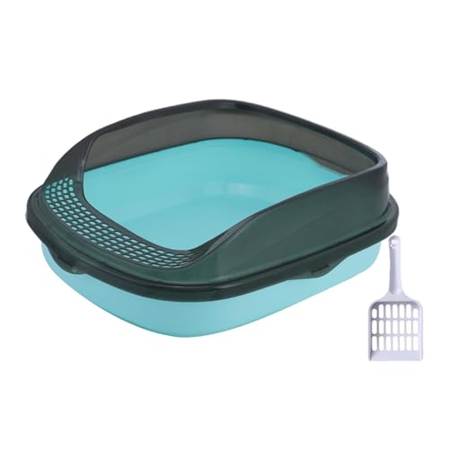 kowaku Katzentoilette, Heimtierbedarf mit hoher Seite, halbgeschlossene Haustiertoilette, Katzensandkasten für kleine Tiere, mittelgroße und große Katzen, hellblau groß kowaku Katzentoilette, Heimtierbedarf mit hoher Seite, halbgeschlossene Haustiertoilette, Katzensandkasten für kleine Tiere, mittelgroße und große Katzen, hellblau groß von kowaku
