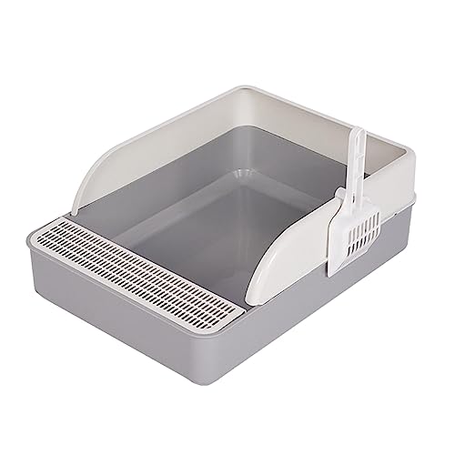 kowaku Katzentoilette, Katzentoilette, Haustiertoilette mit Löffel, hochseitig, halbgeschlossen, tragbar, Katzentoilette, Katzensandkasten für Katzen im, grau l kowaku Katzentoilette, Katzentoilette, Haustiertoilette mit Löffel, hochseitig, halbgeschlossen, tragbar, Katzentoilette, Katzensandkasten für Katzen im, grau l von kowaku