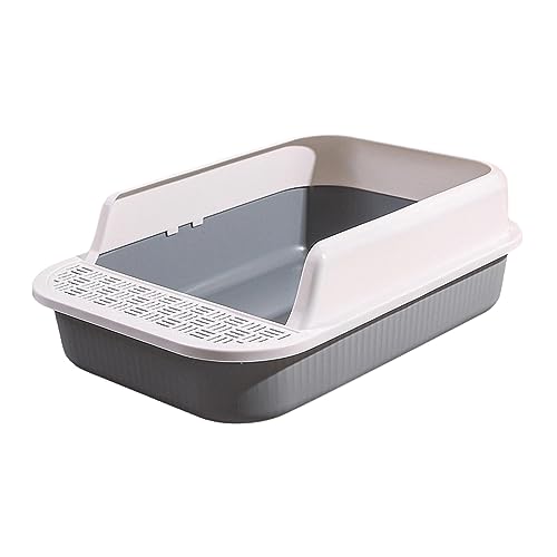 kowaku Katzentoilette, Katzentoilette, stabile Katzenbettpfanne, Katzensandkasten, halbgeschlossenes Katzensandbecken, spritzwassergeschützte Katzentoilette, weiß und grau kowaku Katzentoilette, Katzentoilette, stabile Katzenbettpfanne, Katzensandkasten, halbgeschlossenes Katzensandbecken, spritzwassergeschützte Katzentoilette, weiß und grau von kowaku