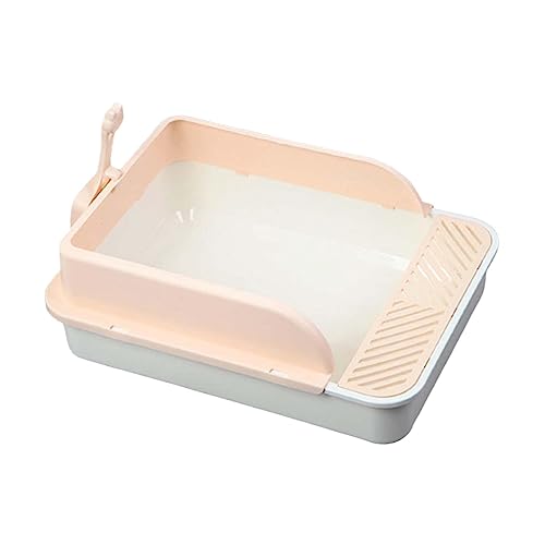 kowaku Katzentoilette, oben offen, Haustiertoilette, stabile, hochseitige, spritzwassergeschützte Kätzchentoilette für alle Arten von Katzenstreu, leicht zu, Weiß und Rosa L kowaku Katzentoilette, oben offen, Haustiertoilette, stabile, hochseitige, spritzwassergeschützte Kätzchentoilette für alle Arten von Katzenstreu, leicht zu, Weiß und Rosa L von kowaku