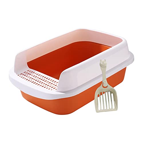 kowaku Katzentoilette, abnehmbare Haustier-Katzentoilette, halbgeschlossene große Bettpfanne, leicht zu reinigen, Kätzchen-Sandkasten, mittelorange kowaku Katzentoilette, abnehmbare Haustier-Katzentoilette, halbgeschlossene große Bettpfanne, leicht zu reinigen, Kätzchen-Sandkasten, mittelorange von kowaku