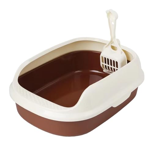 kowaku Katzentoilette für Hauskatzen, Bettpfanne, leicht zu reinigen, spritzwassergeschützt, halbgeschlossene Katzentoilette, Katzentoilette, Kaffeefarbe kowaku Katzentoilette für Hauskatzen, Bettpfanne, leicht zu reinigen, spritzwassergeschützt, halbgeschlossene Katzentoilette, Katzentoilette, Kaffeefarbe von kowaku