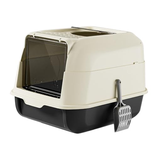 kowaku Katzentoilette mit Deckel Katzentoilette Großer Raum Geschlossene Katzentoilette Katzentoilette für kleine und mittelgroße Katzen mit Schaufel, Schwarz kowaku Katzentoilette mit Deckel Katzentoilette Großer Raum Geschlossene Katzentoilette Katzentoilette für kleine und mittelgroße Katzen mit Schaufel, Schwarz von kowaku