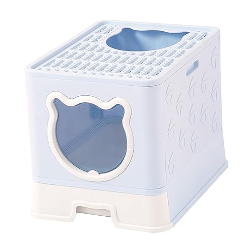 kowaku Katzentoilette mit Kapuze, Katzentoilette mit Kapuze, komplett geschlossene Katzentoilette, Katzensandkasten, geschlossene Katzentoilette für, Blau von kowaku