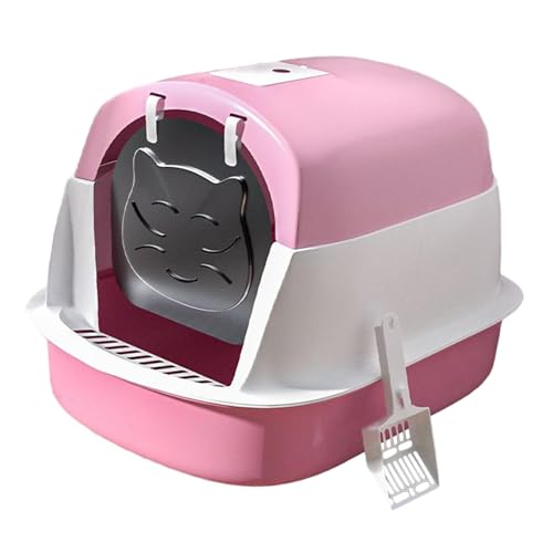 kowaku Katzentoilette mit Kapuze, große Katzentoilette, geschlossene und abgedeckte Katzentoilette, tragbare Katzentoilette mit Kapuze, Haustierbedarf, rosa kowaku Katzentoilette mit Kapuze, große Katzentoilette, geschlossene und abgedeckte Katzentoilette, tragbare Katzentoilette mit Kapuze, Haustierbedarf, rosa von kowaku