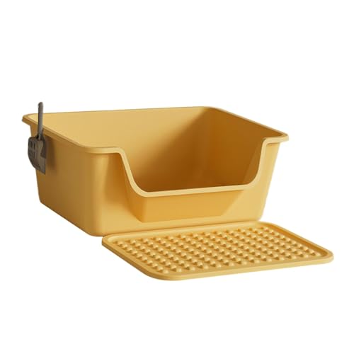 kowaku Katzentoilette mit offener Oberseite, Katzentoilette, tragbare Katzentoilette, Katzensandkasten mit hohen Seiten, Katzentoilette für Kätzchen, Gelb kowaku Katzentoilette mit offener Oberseite, Katzentoilette, tragbare Katzentoilette, Katzensandkasten mit hohen Seiten, Katzentoilette für Kätzchen, Gelb von kowaku