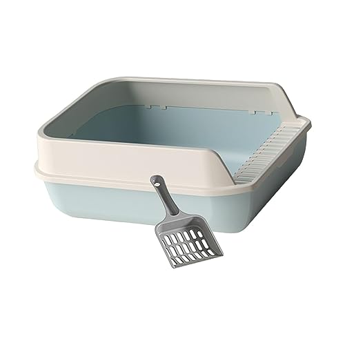 kowaku Katzentoilette mit offener Oberseite, Töpfchentoilette, Bettpfanne für Haustiere, Katzensandkasten, Behälter, leicht zu reinigen, Katzentoilette mit, Blau kowaku Katzentoilette mit offener Oberseite, Töpfchentoilette, Bettpfanne für Haustiere, Katzensandkasten, Behälter, leicht zu reinigen, Katzentoilette mit, Blau von kowaku