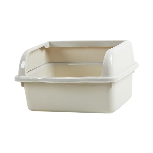 kowaku Katzentoilette mit offener Oberseite, extra groß mit hohen Seiten, spritzwassergeschützt, antihaftbeschichtet, halb geschlossen, Katzentoilette, Sandkasten, klein, weiß kowaku Katzentoilette mit offener Oberseite, extra groß mit hohen Seiten, spritzwassergeschützt, antihaftbeschichtet, halb geschlossen, Katzentoilette, Sandkasten, klein, weiß von kowaku