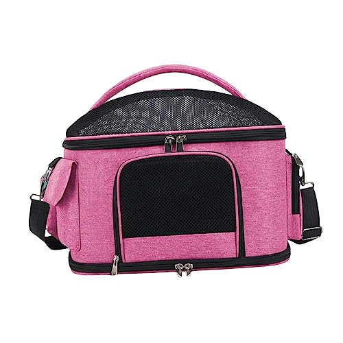 kowaku Katzentragetasche, Hundetragetasche, belüftete Netztasche, Reisetasche mit weichem Seitenreißverschluss, Haustiertragetasche, Katzentransporttasche, rosarot von kowaku