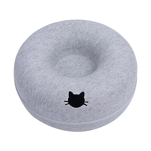 kowaku Katzentunnelbett, Katzenhöhle aus Filz für Hauskatzen, waschbarer Reißverschluss, kratzfestes Katzennest, Katzenwohnung, Hellblau 60cm kowaku Katzentunnelbett, Katzenhöhle aus Filz für Hauskatzen, waschbarer Reißverschluss, kratzfestes Katzennest, Katzenwohnung, Hellblau 60cm von kowaku