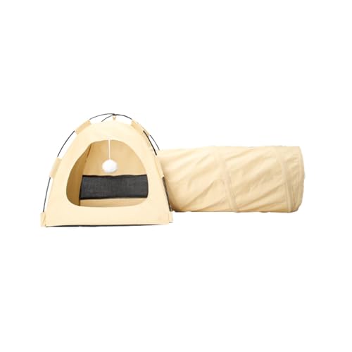 kowaku Katzenzelt, Versteck, belüfteter tragbarer Katzentunnel zum Toben und Spielen im Innen- und Außenbereich, Beige kowaku Katzenzelt, Versteck, belüfteter tragbarer Katzentunnel zum Toben und Spielen im Innen- und Außenbereich, Beige von kowaku