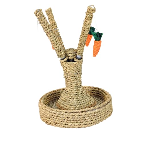 kowaku Kauspielzeug für Häschen, Kratzbaum, Unterhaltung mit hängendem Rettich, Kleiner Kletterbaum für Haustiere, für Kätzchen, Katzen, Vögel, Runder Sockel von kowaku
