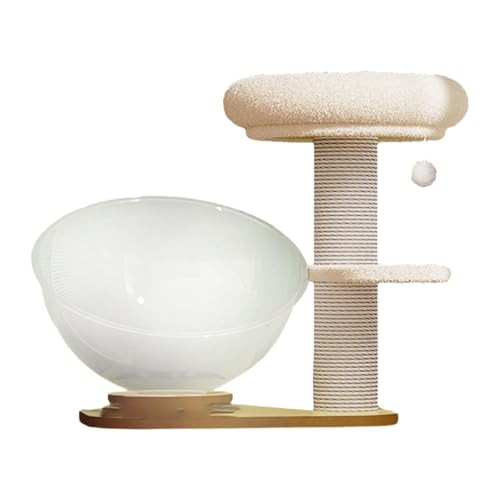 kowaku Kratzbaum Kletterturm Kratzstamm Katzenhöhle Und Spielbaum Aus Robustem Holz mit Interaktivem Spielball Zum Krallenwetzen für Die Tägliche Beschäftig, A von kowaku