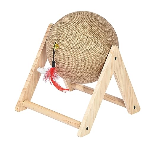 kowaku Kratzbaum für Katzen, Ballspielzeug, Holzständer, V-förmiger Möbelschutz, langlebig, mit Glocke und Feder, für Kätzchen im Innenbereich kowaku Kratzbaum für Katzen, Ballspielzeug, Holzständer, V-förmiger Möbelschutz, langlebig, mit Glocke und Feder, für Kätzchen im Innenbereich von kowaku