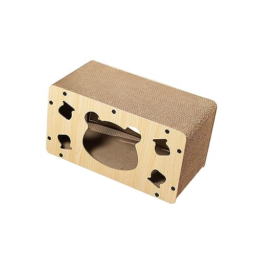 kowaku Kratzbox für Katzen, Lounge-Kratzbrett, Schlafnest, Wellpappe, verdickt, vielseitiges Haustierzubehör für Kätzchen, die Krallen Schleifen, Bär 50x28x30cm von kowaku