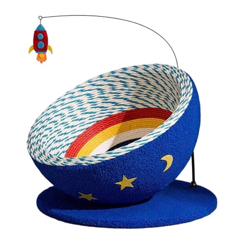 kowaku Kratzbrett in Ovaler Form Als Katzenkratzbrett Und Möbelschutz mit Integriertem Ball Aus Samtstoff Und Papierschnur Zum Spielen Und Schlafen, Blaue Basis kowaku Kratzbrett in Ovaler Form Als Katzenkratzbrett Und Möbelschutz mit Integriertem Ball Aus Samtstoff Und Papierschnur Zum Spielen Und Schlafen, Blaue Basis von kowaku