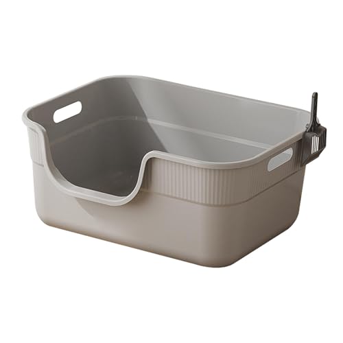 kowaku Oben offene Katzentoilette, tragbares Sieb-Toilettenbecken, Kätzchentoilette, Katzentoilette mit abgesenkter Vorderseite, Sandkasten, grau kowaku Oben offene Katzentoilette, tragbares Sieb-Toilettenbecken, Kätzchentoilette, Katzentoilette mit abgesenkter Vorderseite, Sandkasten, grau von kowaku