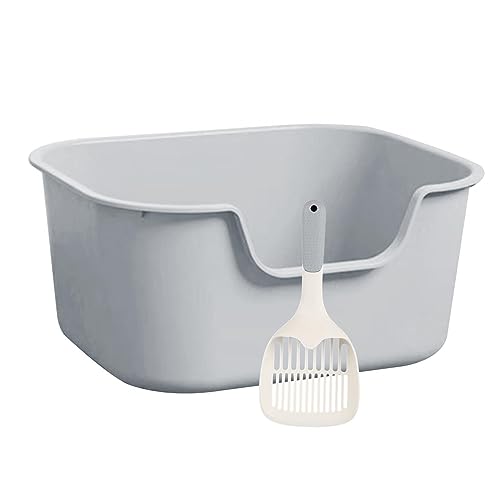 kowaku Offene Haustiertoilette, Katzentoilette, spritzwassergeschützt, Tiefe Toilette, tragbare Katzentoilette mit hohen Seiten für Hauskatzen, leicht zu, GRAU kowaku Offene Haustiertoilette, Katzentoilette, spritzwassergeschützt, Tiefe Toilette, tragbare Katzentoilette mit hohen Seiten für Hauskatzen, leicht zu, GRAU von kowaku