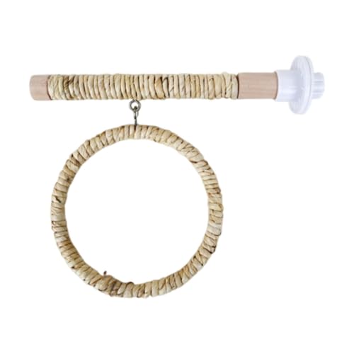 kowaku Papageien-Schaukelständer, Sitzstange, Kauspielzeug, Stehstange für Nymphensittiche, Kakadus, Beige von kowaku