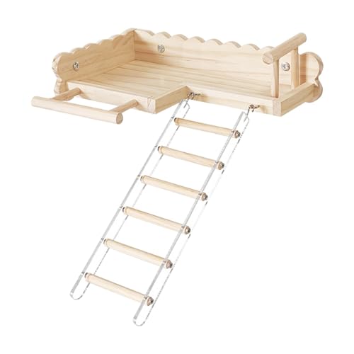 kowaku Papageiensitzstangen Plattform mit Leiter Papageienständer Holzvogelkäfigständer Spielzeug Spielplatz für Meerschweinchensittiche Wellensittiche kowaku Papageiensitzstangen Plattform mit Leiter Papageienständer Holzvogelkäfigständer Spielzeug Spielplatz für Meerschweinchensittiche Wellensittiche von kowaku