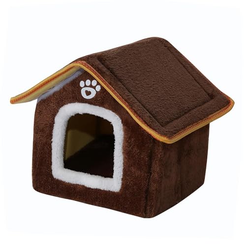 kowaku Pet Shelter Pet Cat Nest Kennel Removable Washable Snooze Sleeping Cat House Cat Bed for Chihuahua Puppy Kitten Pudle Dog, Brown L von kowaku