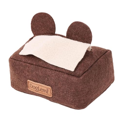 kowaku Schnüffelspielzeug in Taschentuchbox Form Interaktives Intelligenzspielzeug Und Futtersuchspiel Aus Weichem Polyester für Hunde Und Kaninchen Zur Geis, Braun von kowaku