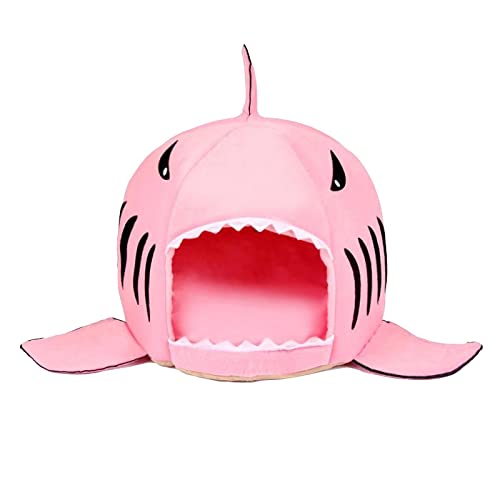 kowaku Shark Hundebett, für kleine und mittelgroße Katzen, warm, Plüschmatte, Höhle, Zwinger, Pink M von kowaku