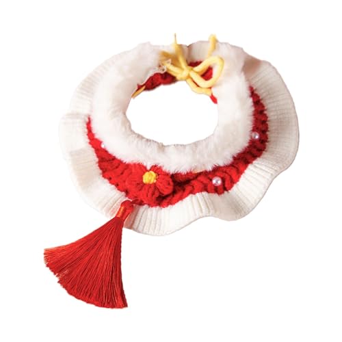 kowaku Strickendes Katzenhalsband, handgewebtes Häkellätzchen, Kätzchen-Halsketten-Outfit, dekorativer Kätzchen-Halskettenschal, verstellbar für kleine Hunde, m von kowaku