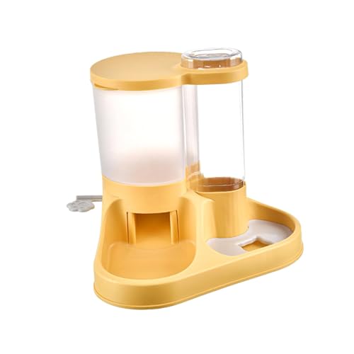 kowaku Tierfutter- und Wasserspender-Set, Futterspender für Haustiere, Tränke, Glatte Oberfläche, große Kapazität, integriert, für Kätzchen, Heimtierbedarf, Gelb von kowaku
