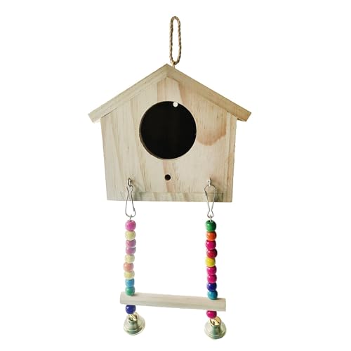 kowaku Vogel-Kauspielzeug, Vogelhaus mit Schaukelfuß, Spielzeug, Papageienspielzeug, tragbar, für Sittiche, kleine mittelgroße Vögel, Papageien kowaku Vogel-Kauspielzeug, Vogelhaus mit Schaukelfuß, Spielzeug, Papageienspielzeug, tragbar, für Sittiche, kleine mittelgroße Vögel, Papageien von kowaku